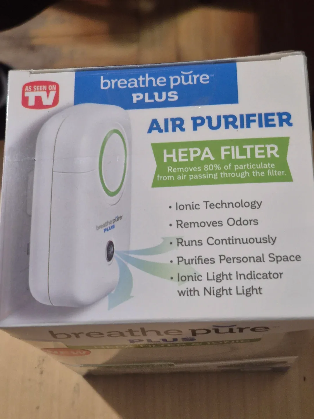 BNIB)Breathe Pure PLUS Portable Plug-In Air Purifier image indicator(3)