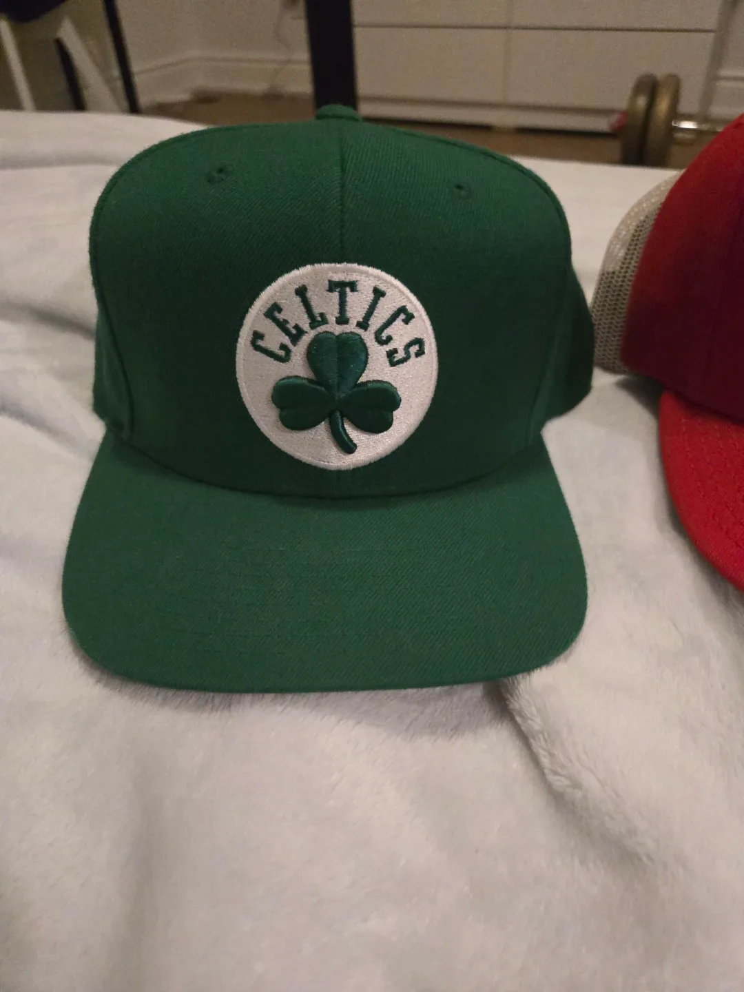 Assorted Baseball Caps: Memphis Hustle, Giants, Celtics image indicator(5)