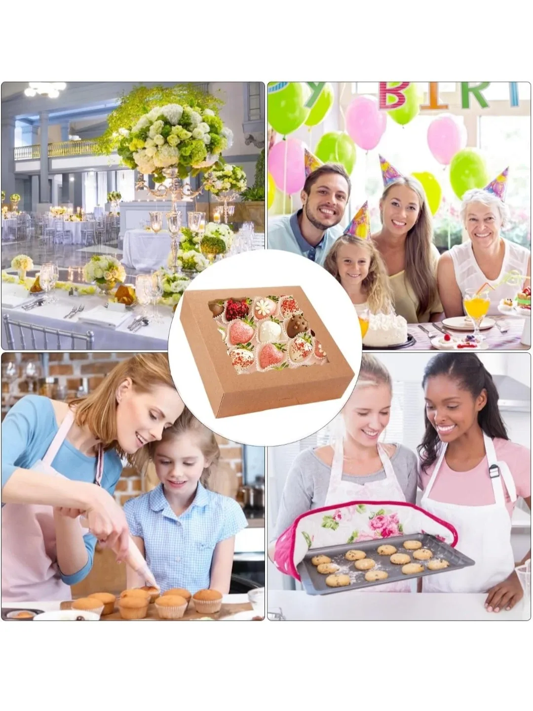 Kraft Paper Bakery Boxes with Window & Stickers image indicator(2)