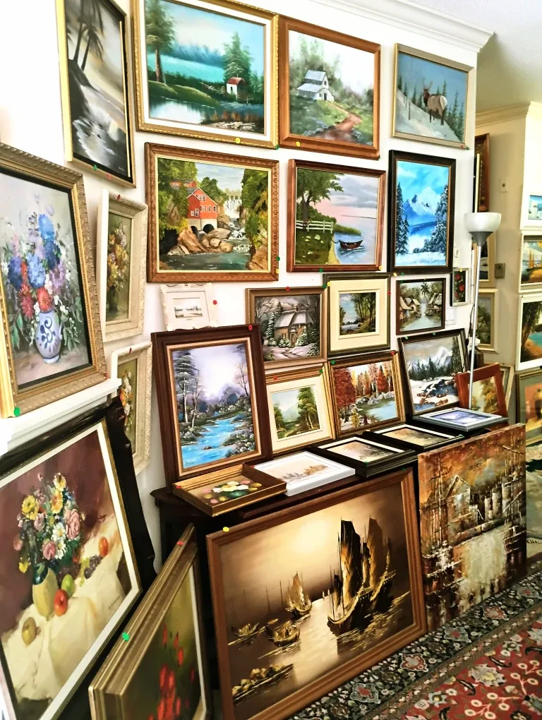 90  pieces of antique original oil paintings prices $20 and up. image indicator(10)