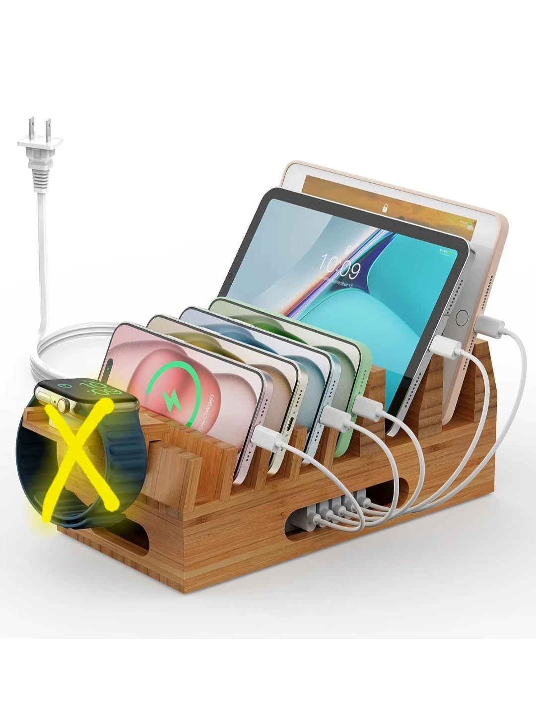 Bamboo Multi Device Charging Station Dock