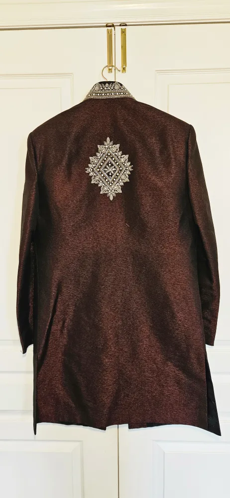 Maroon Sherwani with Silver Embroidery