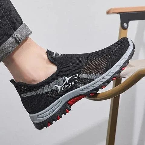 Black Mesh Slip-On Sport Shoes
