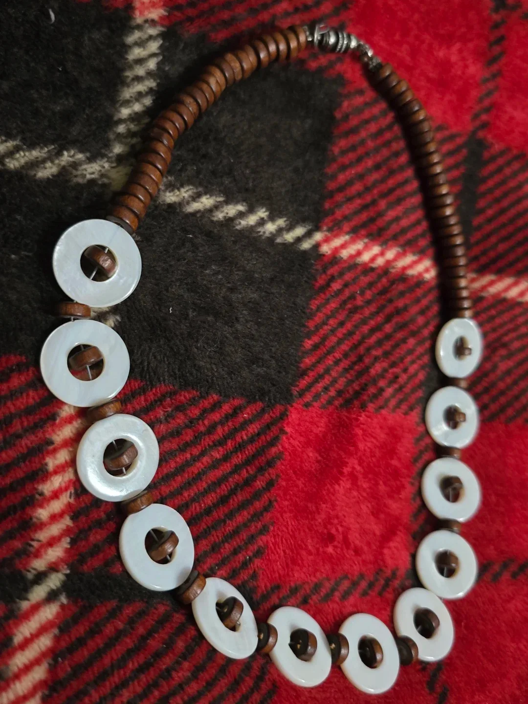 Wood & Mother of Pearl Necklace OOAK image indicator(2)