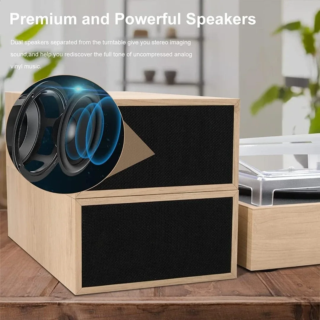 LP&No.1 Wireless Vintage Turntable with Stereo Speakers image indicator(3)