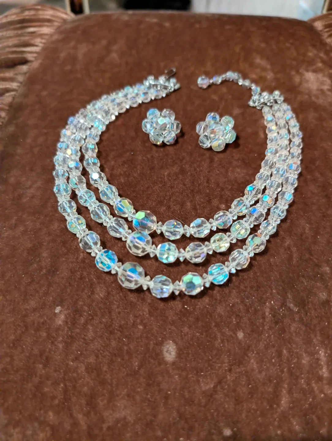Vintage Aurora Borealis Necklace & Earrings Set