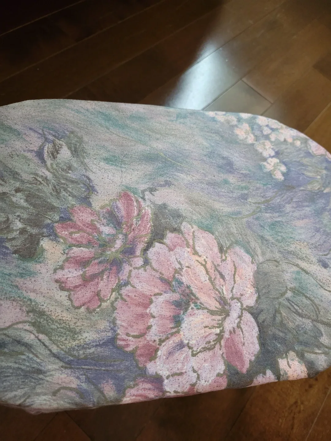 Vintage Floral Upholstered Wood Foot Stool.Step Stool. image indicator(2)