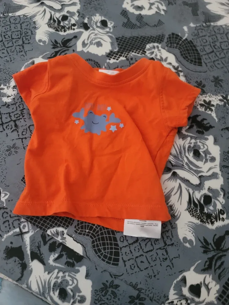 Orange Baby T-Shirt with Crab Design