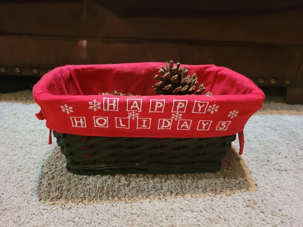 Holiday Basket with Pine Cones