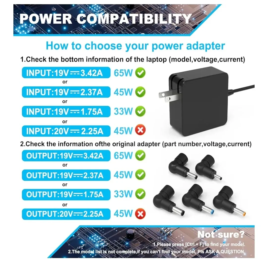 Universal Laptop Charger with 5 Connectors image indicator(4)