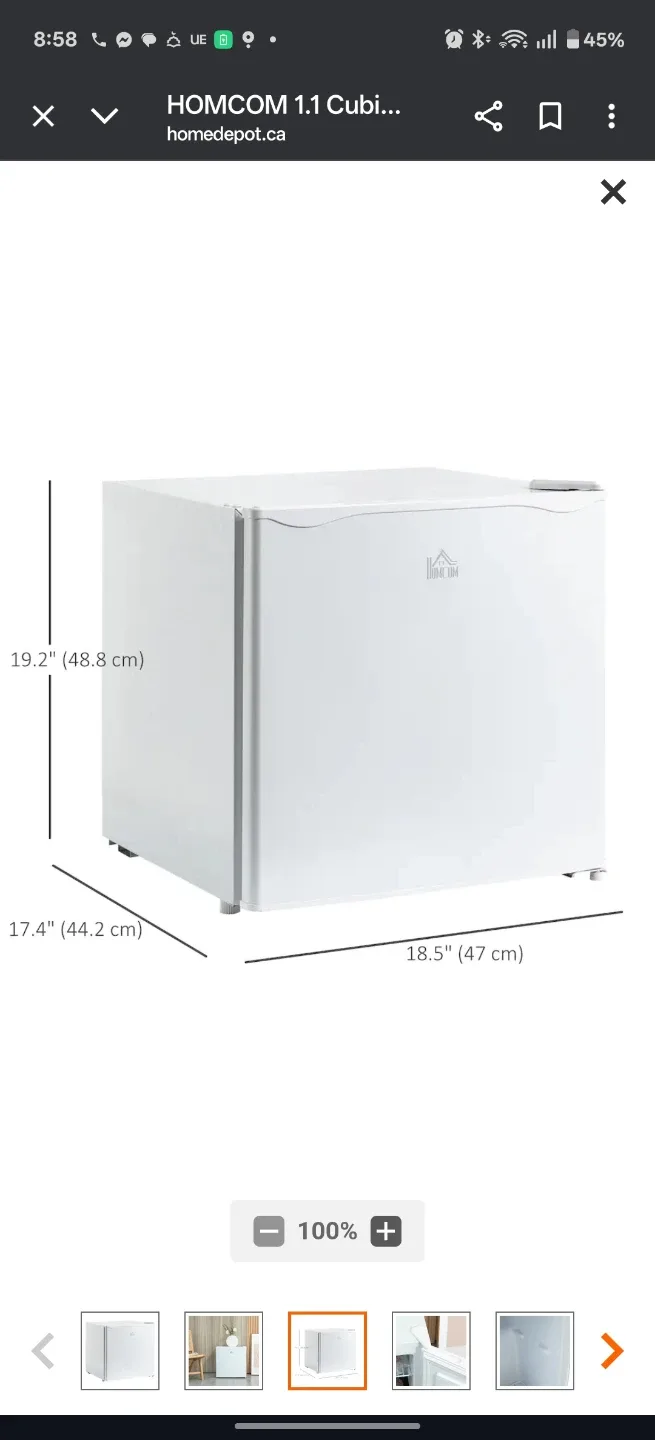 HOMCOM 1.1 Cu.Ft. Mini Fridge - White image indicator(5)