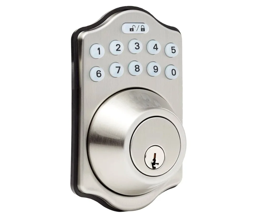 Amazon Basics Electronic Keypad Deadbolt Lock - Satin Nickel image indicator(3)