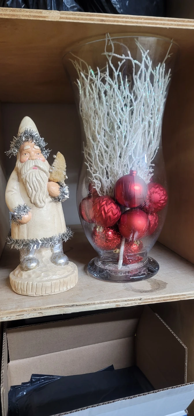 Santa Figurine & Christmas Vase