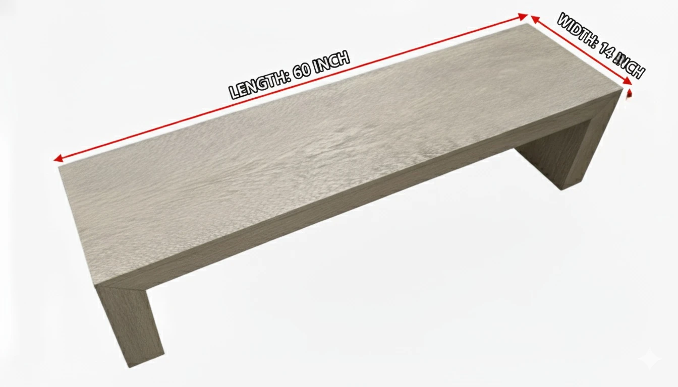Wood Bench, 60 x 14 inches