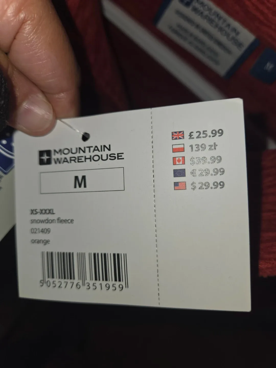 Mountain Warehouse Snowdon Fleece - Size M - Orange image indicator(2)