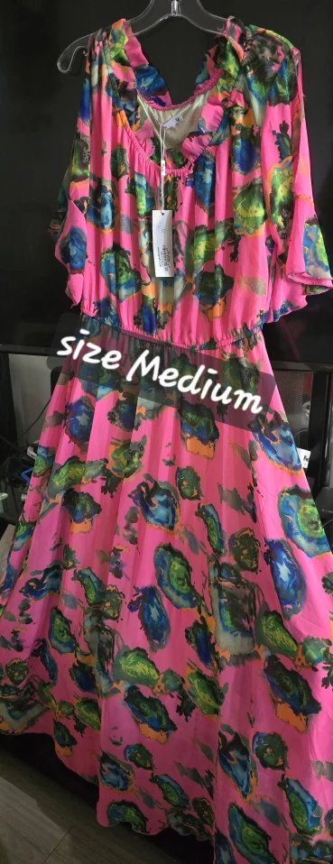 Pink Floral Dress - Size Medium
