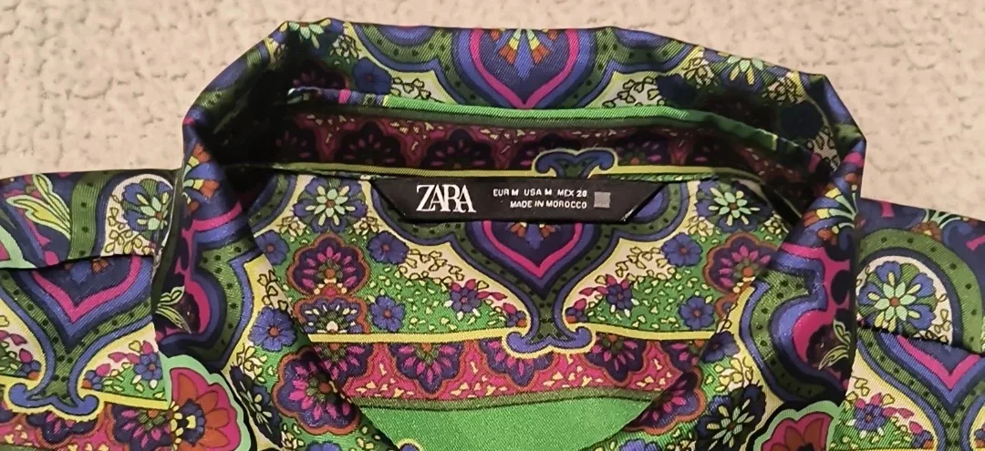 Green Patterned Button-Up Shirt Zara M image indicator(7)