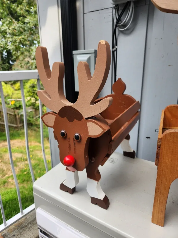 Wooden Reindeer Planter Box