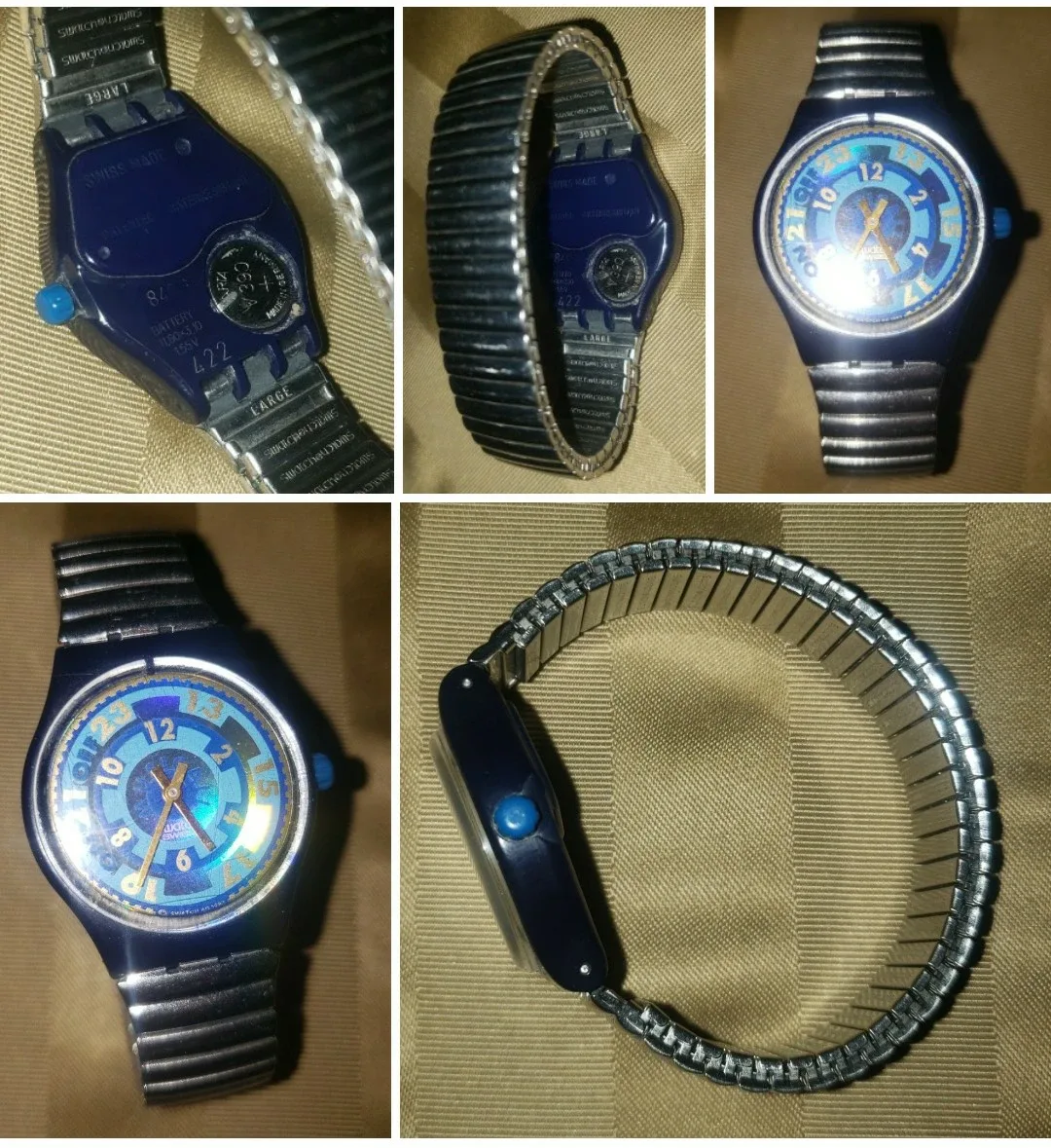 Vintage Swatch Watch Blue & Silver image indicator(2)