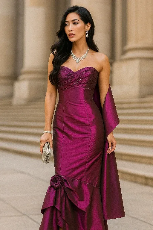 Strapless Purple Formal Dress