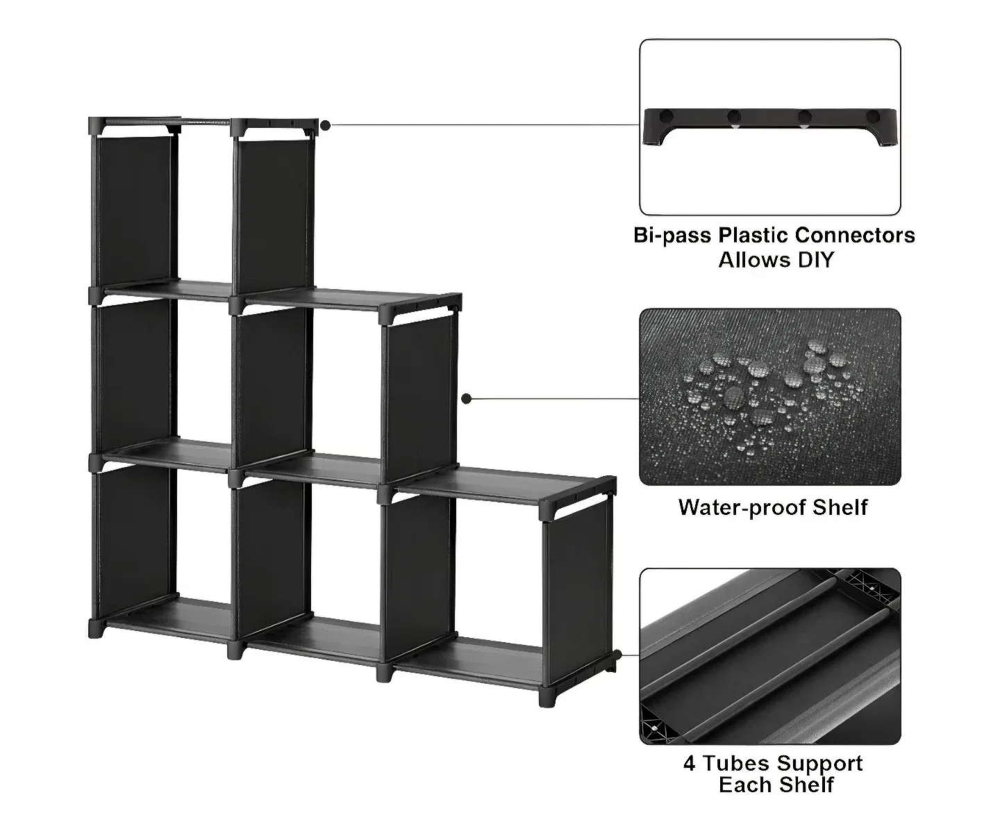 Black 6-Cube Storage Shelf image indicator(6)