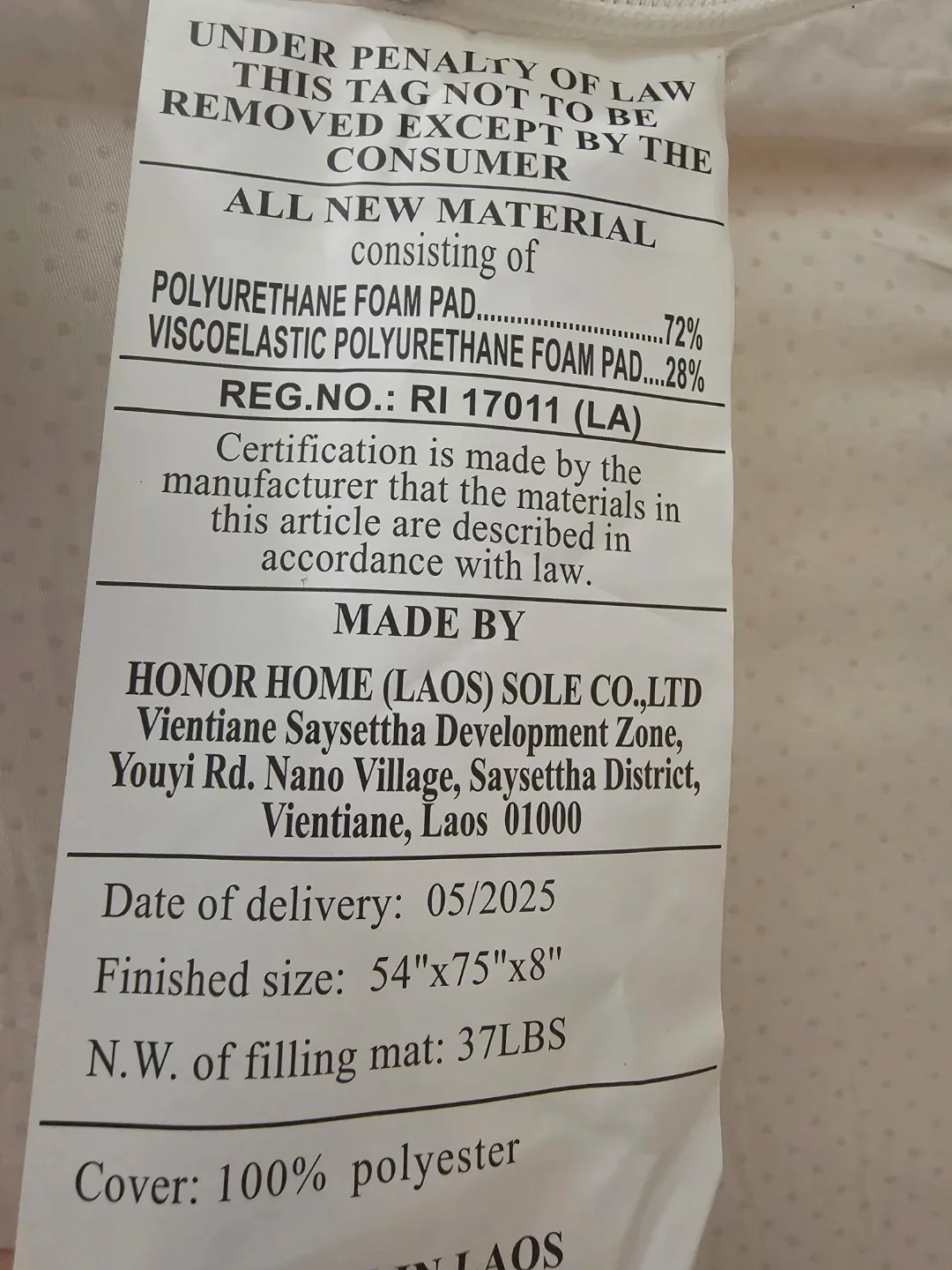 Honor Home Mattress 54"x75"x8" image indicator(3)