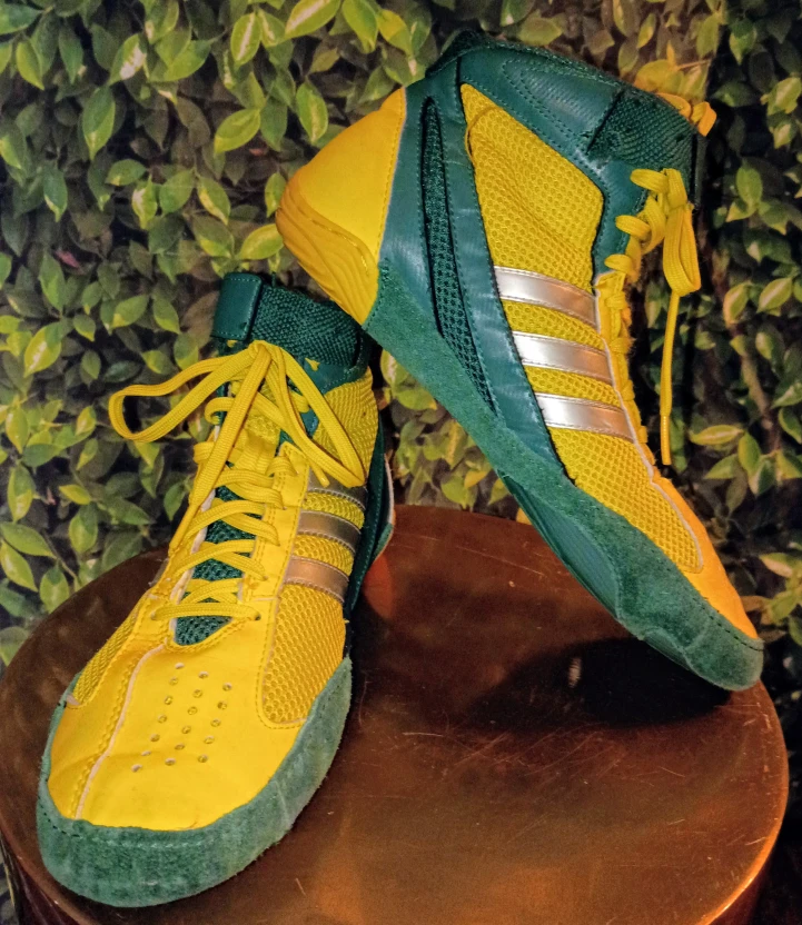 Adidas Wrestling Shoes - Yellow/Green 8.5