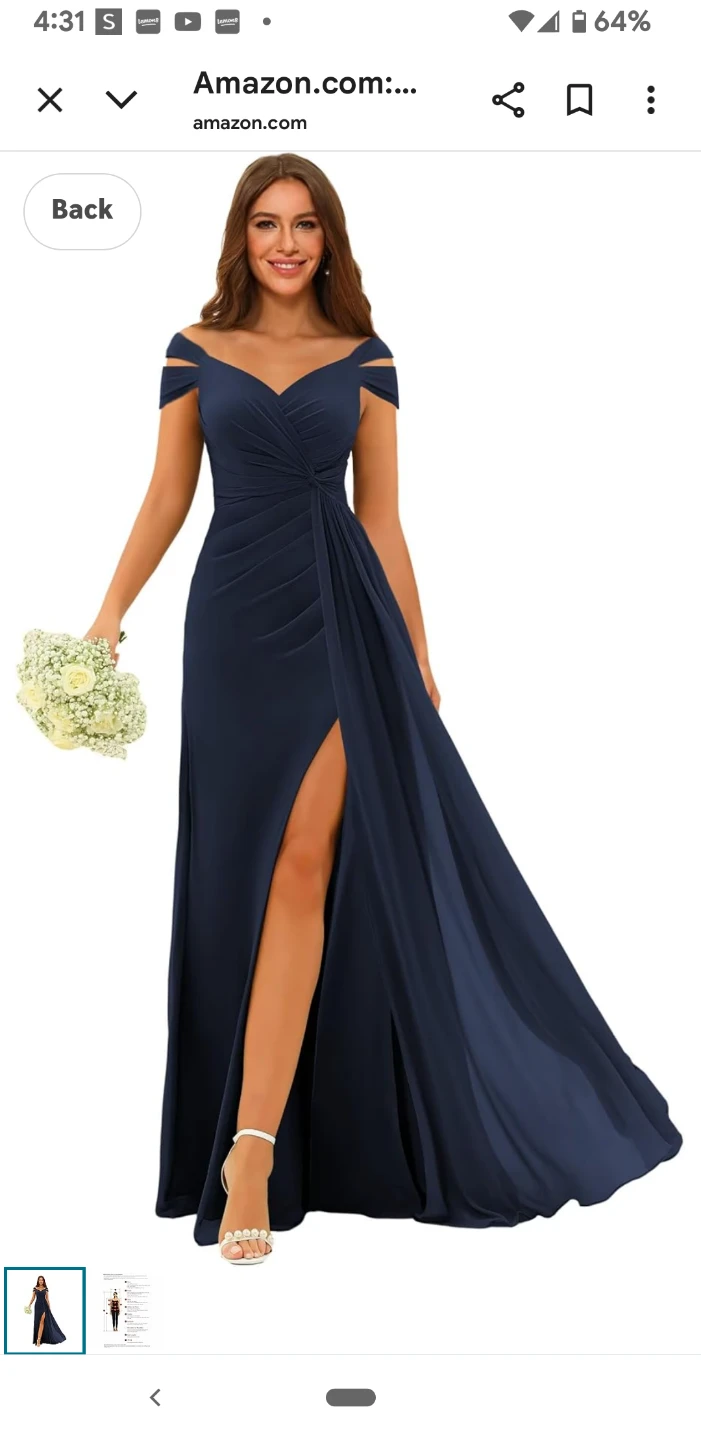 Off the shoulder pleated long chiffon formal with slit