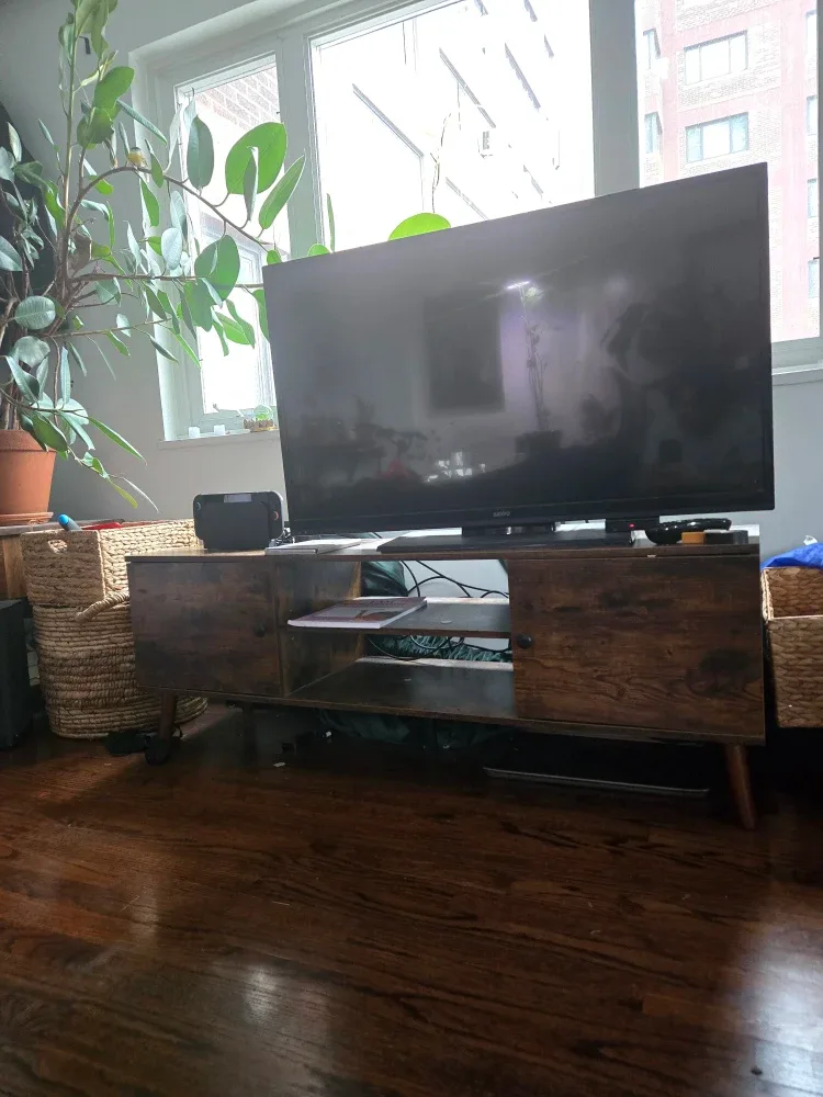 Rustic Brown TV Stand with Storage Cabinet