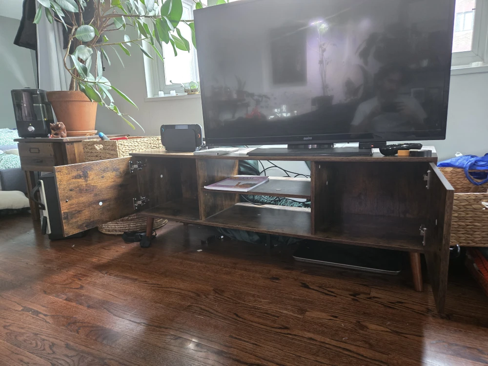 Rustic Brown TV Stand with Storage Cabinet - photo 3