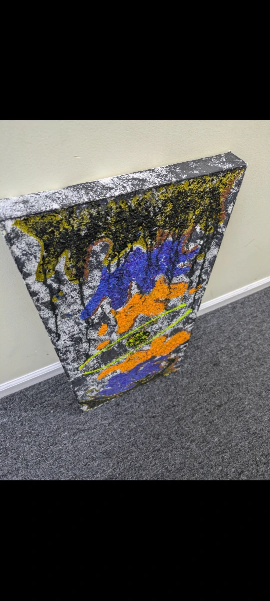 Abstract painting with crayon shavings - photo 2