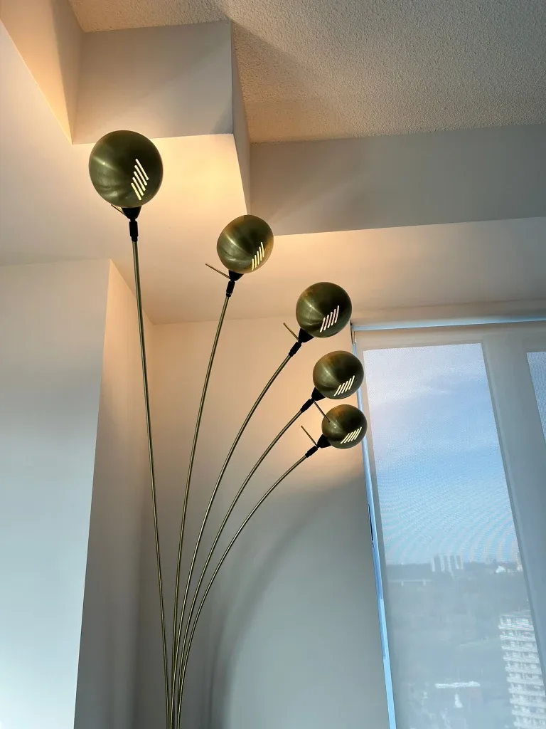 Modern Brass & Black Sputnik Floor Lamp