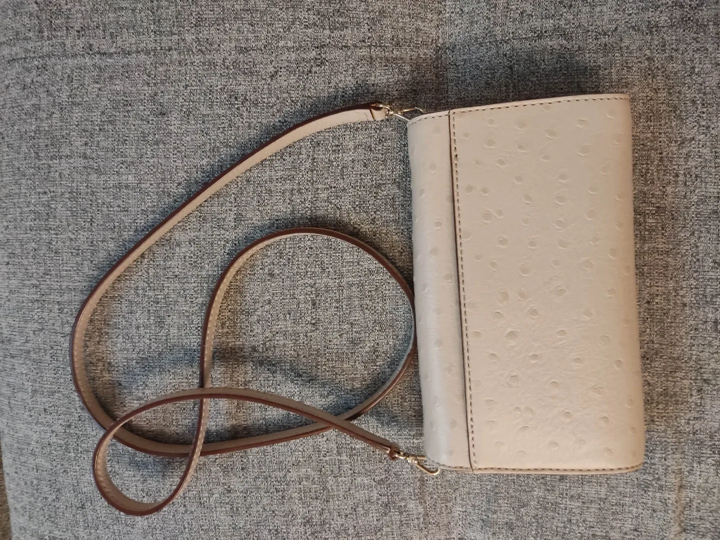 Kate Spade Beige Ostrich Small Flap Crossbody image indicator(2)