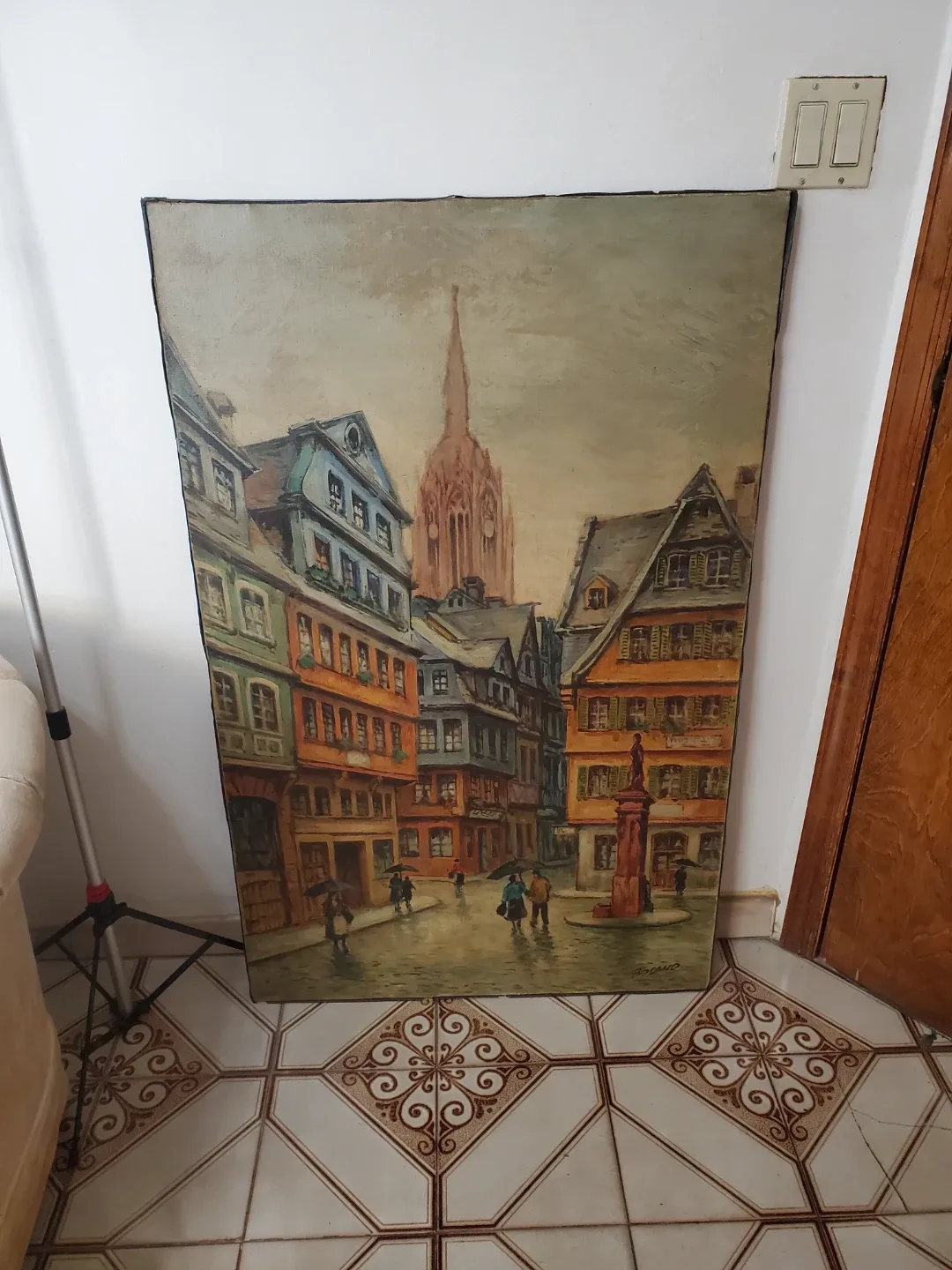Large Antique painting on canvas thumbnail