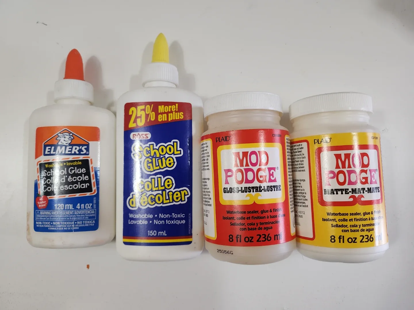 Elmer's & Ross School Glue + Gloss and Matte Mod Podge