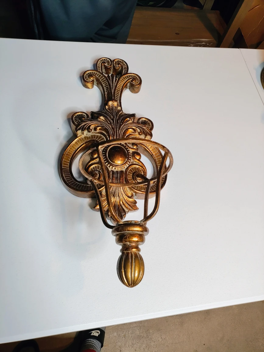 Ornate Gold Wall Sconce Candle Holder - photo 3