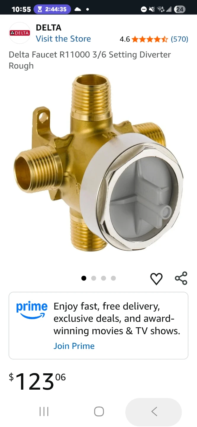 Delta Faucet R11000 Diverter Rough in