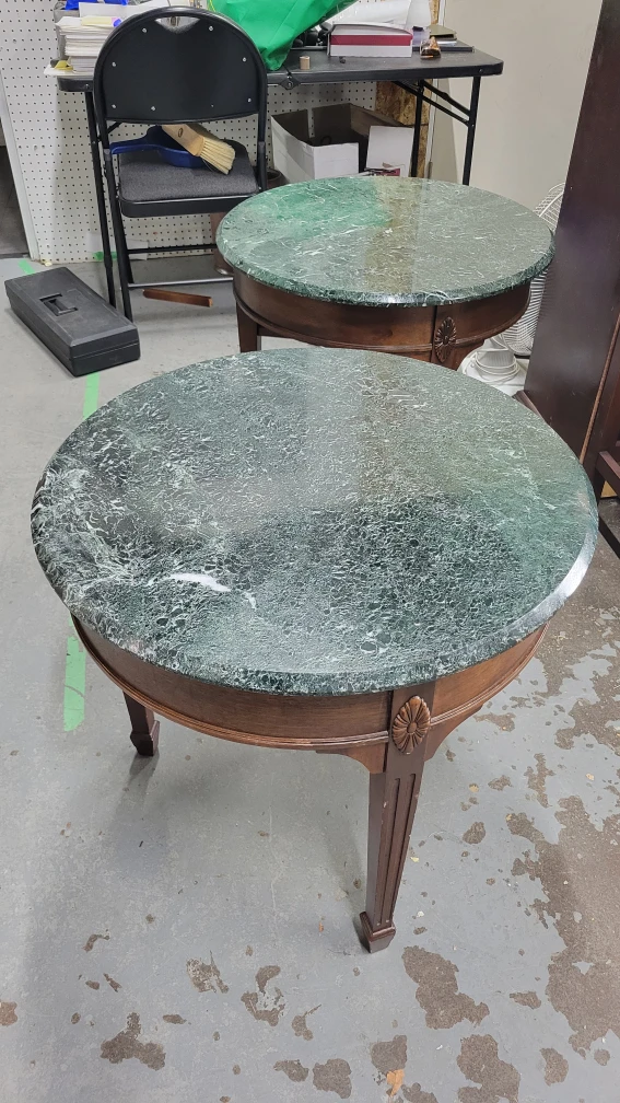 Round, Green Marble Top Accent Table - photo 3