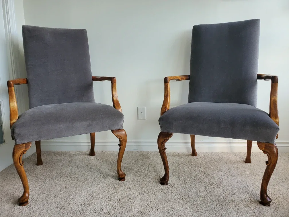 Vintage Velvet Armchairs - Set of 2
