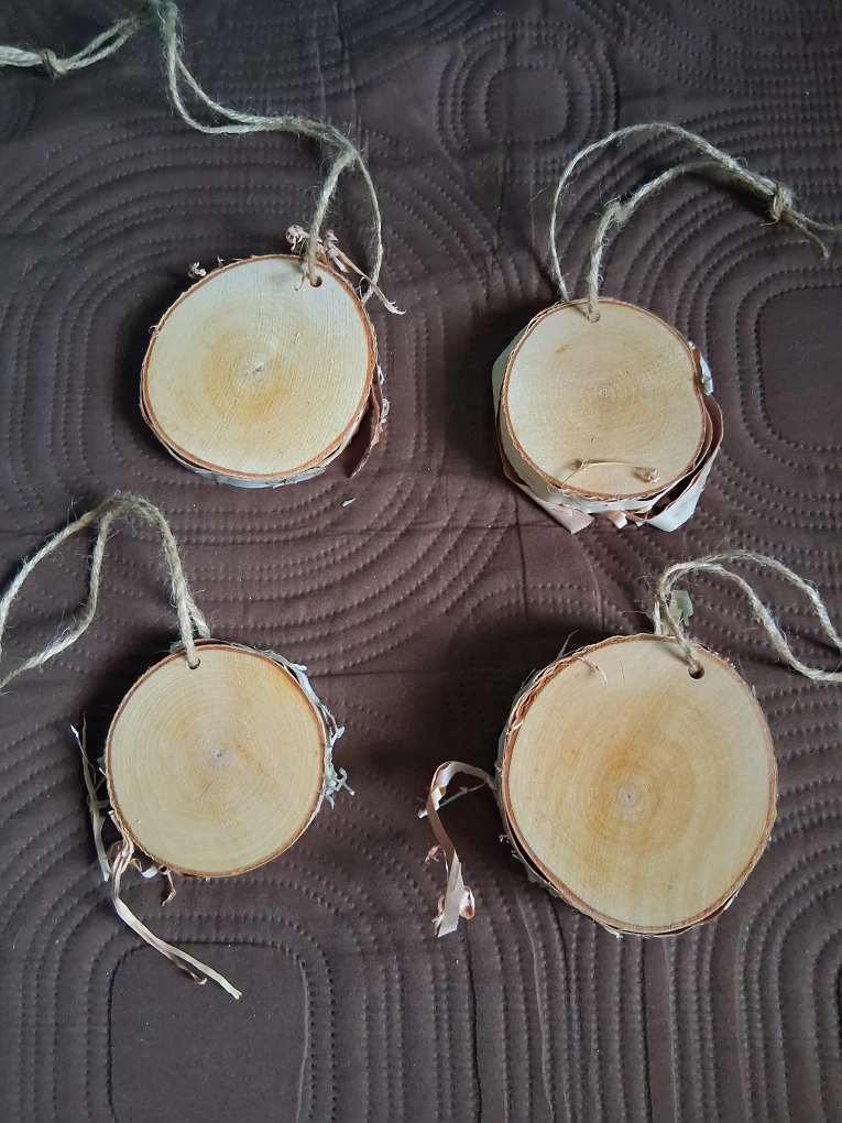 Birch Wood Slice Ornaments (Set of 4) - photo 2