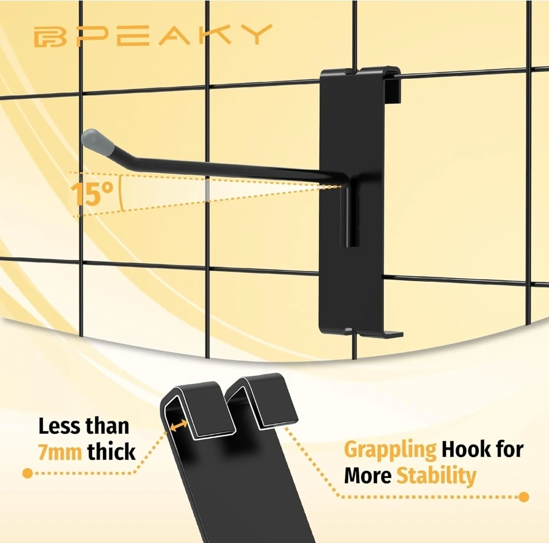 Gridwall Hooks - 6 Inch, Black, 50PCS - photo 3