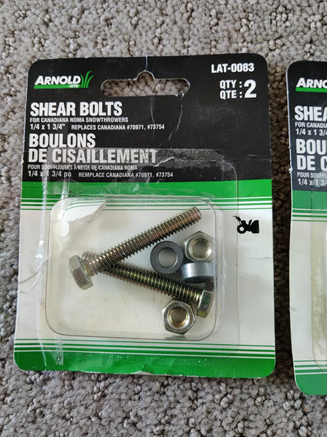 Noma / Canadiana Snow Blower Thrower Shear Bolt Kit - Set of 2 image indicator(2)