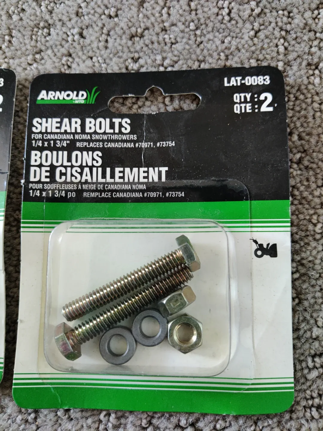 Noma / Canadiana Snow Blower Thrower Shear Bolt Kit - Set of 2 image indicator(4)