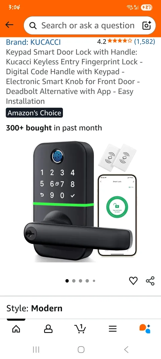Keypad Smart Door Lock with Handle