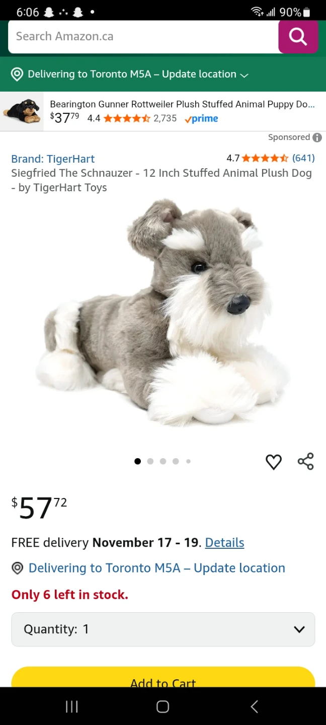 Schnauzer plush toy