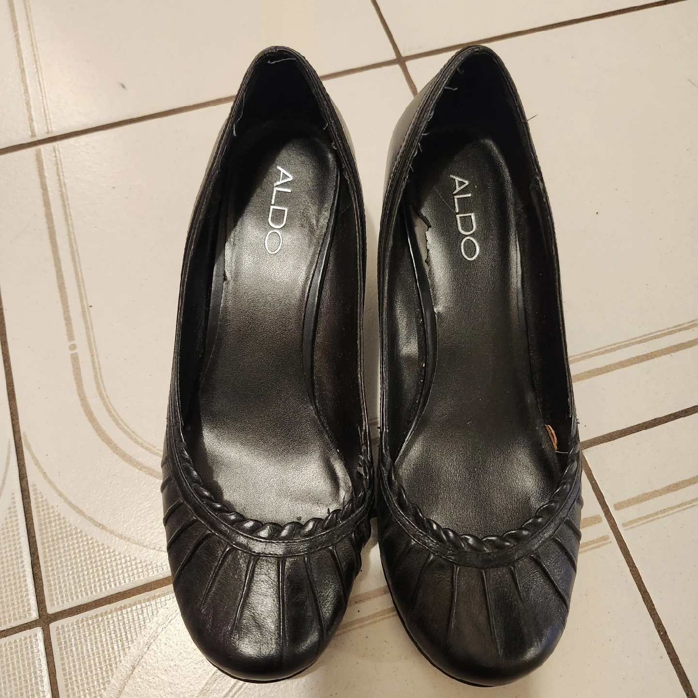 ALDO Black Wedge Heel Shoes-size 38 - photo 2