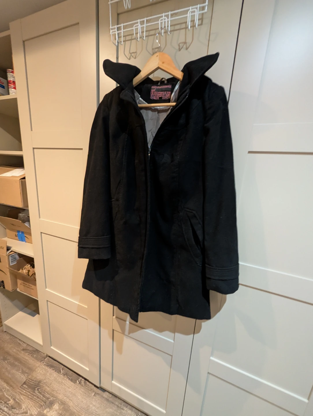 Black Wool Blend Coat