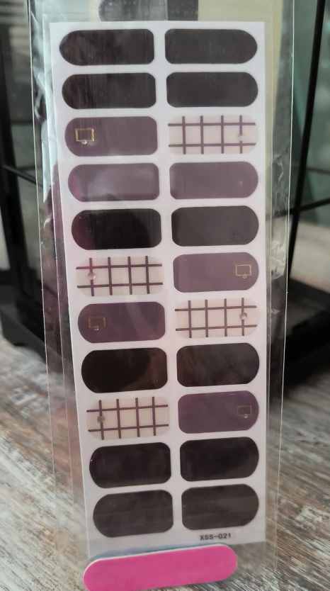 New Nail stickers Strips - Dark brown & Plaid