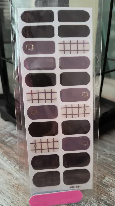 New Nail stickers Strips - Dark brown & Plaid