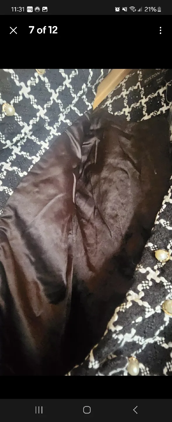 Boston Proper Houndstooth Pearl Embellished Jacket - M image indicator(4)